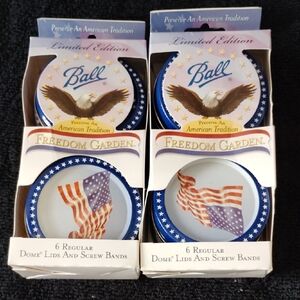2 Packs Of Ball American Garden Decorative Lids And Rings For Canning Jars
